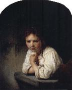 Girl Leaning on a Window Sill Rembrandt